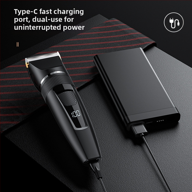 Трансгранична електрическа машинка за подстригване за домакинство с LCD цифров дисплей, мъжка самобръсначка, USB акумулаторна електрическа машинка за подстригване