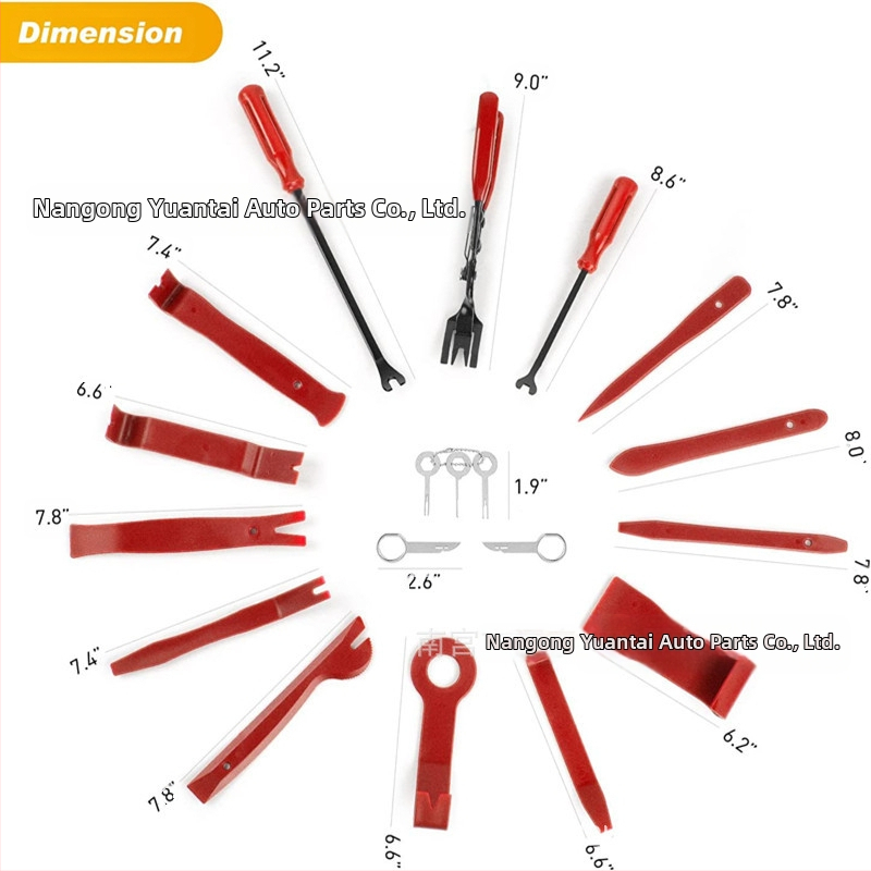 19 броя инструмент за премахване на найлонови декорации, премахване на скоби за закопчалки за панели на костюми, премахване на автомобилни пластмасови интериорни клещи