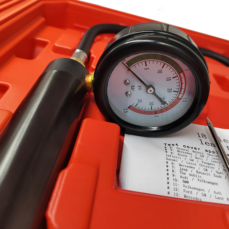 18-частичен детектор за течове от резервоар за вода, тестер за охладителна система на автомобил, манометър, необходим за ефективно откриване на течове