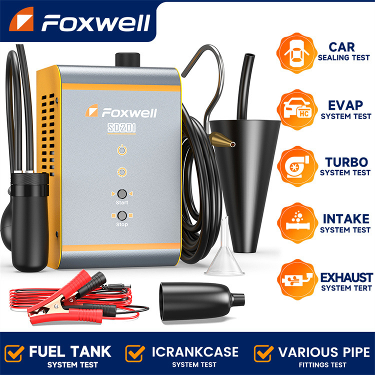 FOXWELL SD201 automašīnas dūmu puses noplūdes instrumenta cauruļu noplūdes pārbaudes rīks EVAP izplūdes caurules pārbaude