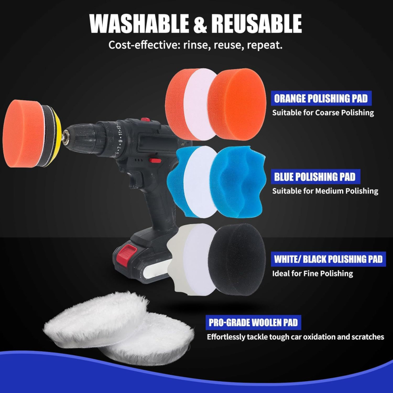 Tarpvalstybinis, karšto pardavimo pneumatinis poliravimo diskas, 3 colių poliravimo lipnus lakštas, 3 colių flokavimo švitrinis popierius, automobilių grožio poliravimo kostiumas