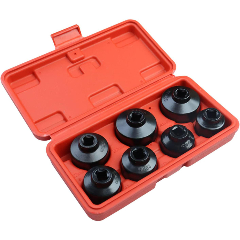 24–38 mm, 7 daļu eļļas režģa atslēga, vāciņa filtra atslēga, noņemšanas instruments
