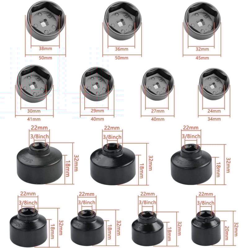 24-38 мм, 7-частичен ключ за маслена решетка, ключ за капачка на филтъра, инструмент за демонтаж