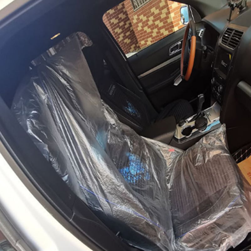 „General Motors“ vienkartinis PE plastikinis minkštas sėdynės užvalkalas, atsparus vandeniui, automobilio remonto užvalkalas, priekinės sėdynės dviejų dalių komplektas