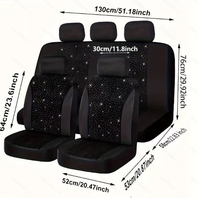 Amazon Diamond ārējās tirdzniecības eksporta universāls automašīnas rhinestone sēdekļu pārvalks, 9 daļu auduma samta zvaigžņotās debesis