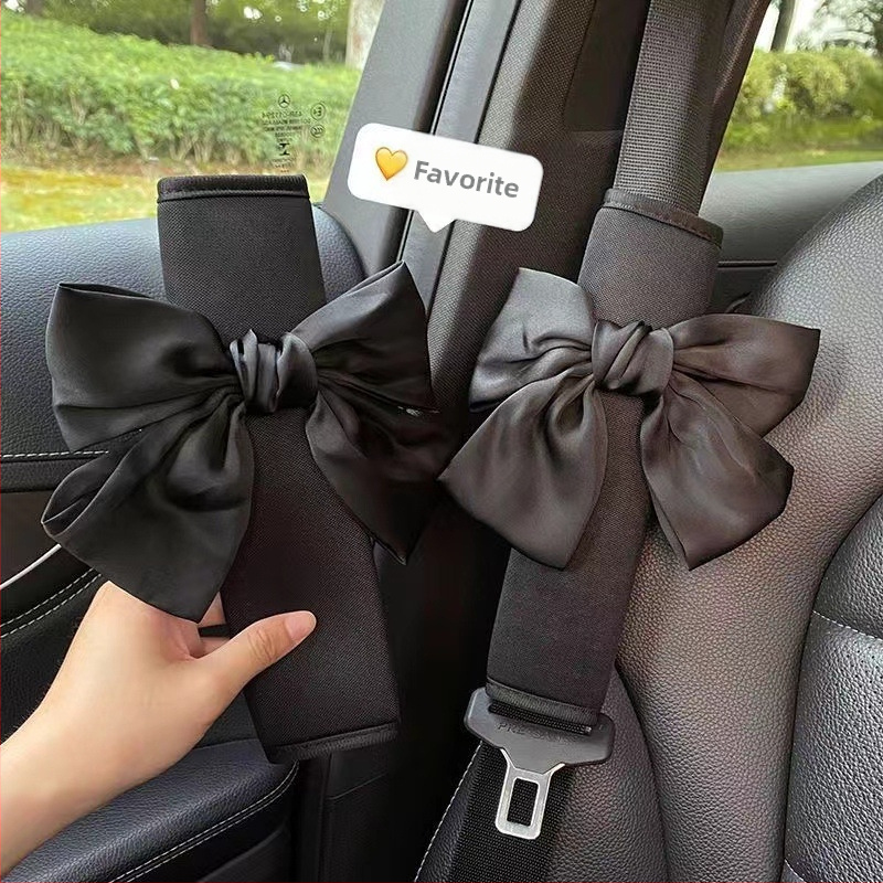 Нов сладък комплект предпазни презрамки за жени в кола, комплект предпазни колани с папионка, декорация от кожени презрамки за интериор на автомобила