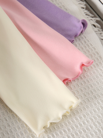 Φθινοπωρινό και Χειμερινό Σετ 3 τεμαχίων με μονόχρωμο κέντημα σε σχήμα καρδιάς με βολάν στο τελείωμα, απλό, ζεστό, άνετο, μακρυμάνικο σετ μπλούζας