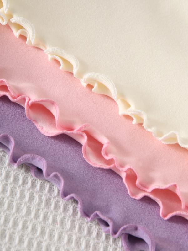 Jesenski i zimski set od 3 dijela s jednobojnim vezom u obliku srca, nabranim rubom, jednostavnim toplim i udobnim topom dugih rukava