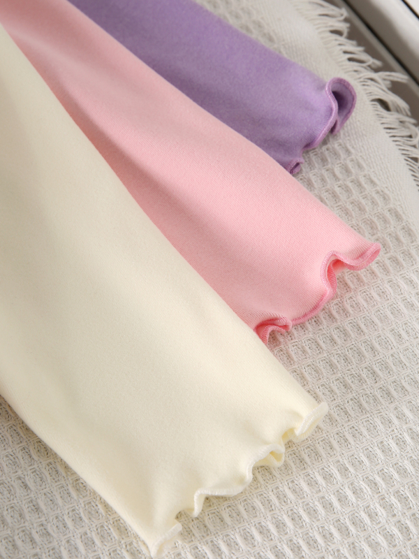 Jesenski i zimski set od 3 dijela s jednobojnim vezom u obliku srca, nabranim rubom, jednostavnim toplim i udobnim topom dugih rukava