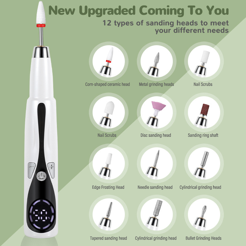 Șlefuitor de unghii electric portabil transfrontalier nou, mașină de unghii cu ecran mare și încărcare