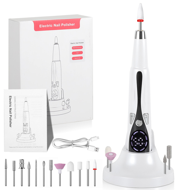 Șlefuitor de unghii electric portabil transfrontalier nou, mașină de unghii cu ecran mare și încărcare