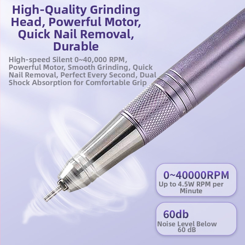 Електрическа бормашина за нокти с куха чашка, алуминиева сплав, за премахване на кожички, акумулаторна метална конструкция