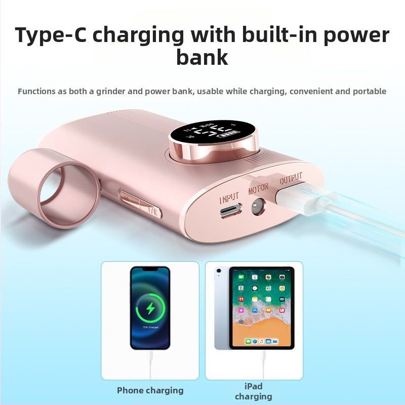 Външна банка, лак за нокти, многофункционален инструмент за полиране и премахване на лак за нокти и премахване на мъртва кожа, презареждащ се, преносим, многофункционален инструмент за маникюр