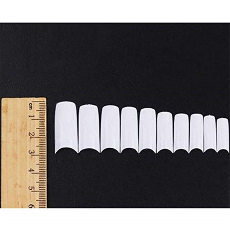 Nagų galiukai 500 gatavų nagų dailės gaminių dėžutėje, prancūziški natūraliai balti permatomi nagų dirbiniai, dirbtinių nagų lipdukai