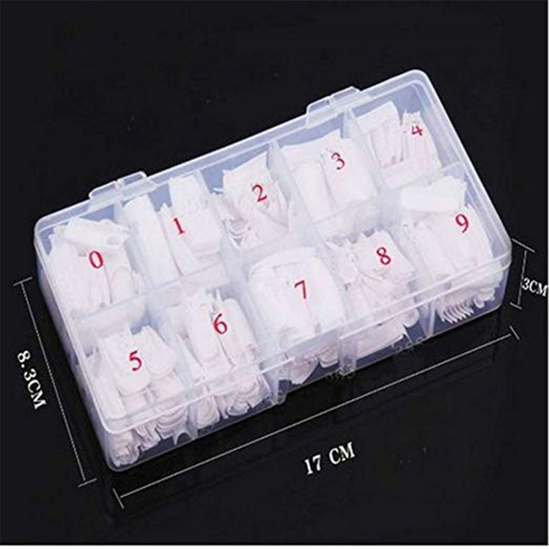 Nagų galiukai 500 gatavų nagų dailės gaminių dėžutėje, prancūziški natūraliai balti permatomi nagų dirbiniai, dirbtinių nagų lipdukai