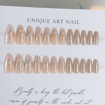 Glitter Gradient Almond Pure Fairy Wear Nail Art Nail Piece Noņemams Nails Balinošs Pabeigts Vairumtirdzniecība