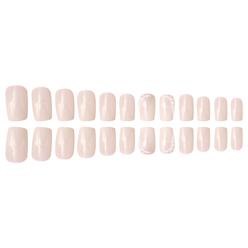 Dėvėkite vientisos spalvos trumpą baltą nagų dailės kūrinį, pagamintą iš stačiakampių dirbtinių nagų, skirtų tarpvalstybinei užsienio prekybai.