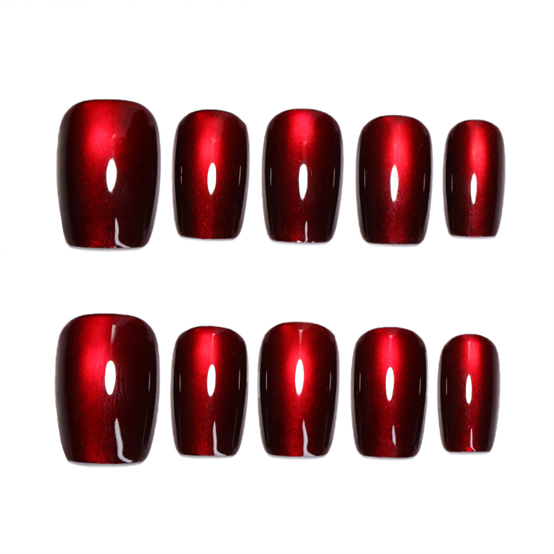 Tamsiai raudonos katės akies nagų dailė „Advanced Sense Wear Armor“ tarpvalstybinė, karštai parduodama spaudžiama ant nagų, nešiojama.