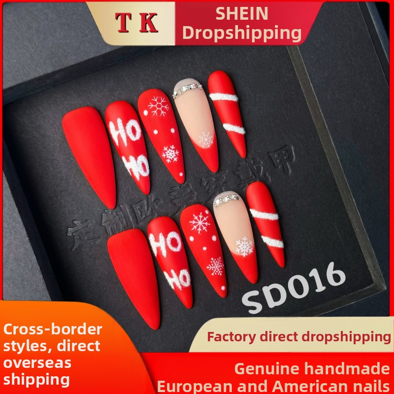 Temperaments Balts Ziemassvētki Minimālistisks Eiropas un Amerikas pārrobežu valkāšanas nagu gabaliņi Advanced Sense Summer Pure Handmade Nail Art Plāksteris