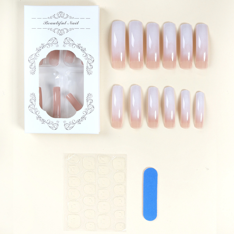 Unghii curbate transfrontaliere, vânzări fierbinți, unghii purtabile, unghii franțuzești cu gradient alb, unghii lungi curbate, manichiură purtabilă