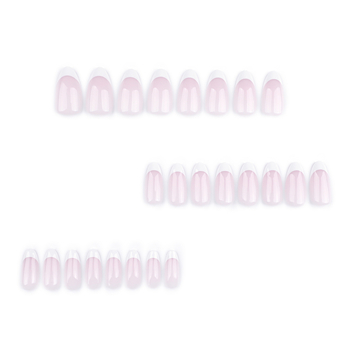 Amazon Classic Naked Pink French White Dressing Armor Short Almond Nail Art Patch Noņemams gatavais produkts Vairumtirdzniecība