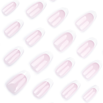 Amazon Classic Naked Pink French White Dressing Armor Short Almond Nail Art Patch Noņemams gatavais produkts Vairumtirdzniecība