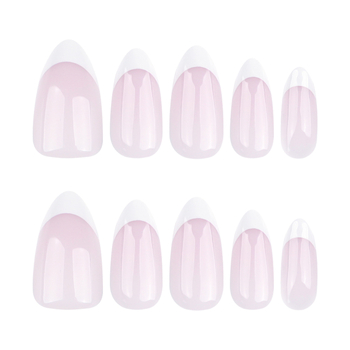 Amazon Classic Naked Pink French White Dressing Armor Short Almond Nail Art Patch Noņemams gatavais produkts Vairumtirdzniecība