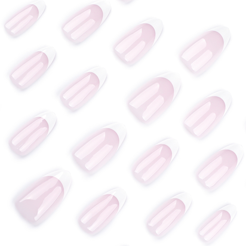 „Amazon Classic Naked Pink“ prancūziško balto padažo šarvai, trumpi migdolų nagų dailės pleistrai, nuimami gatavi gaminiai, didmeninė prekyba