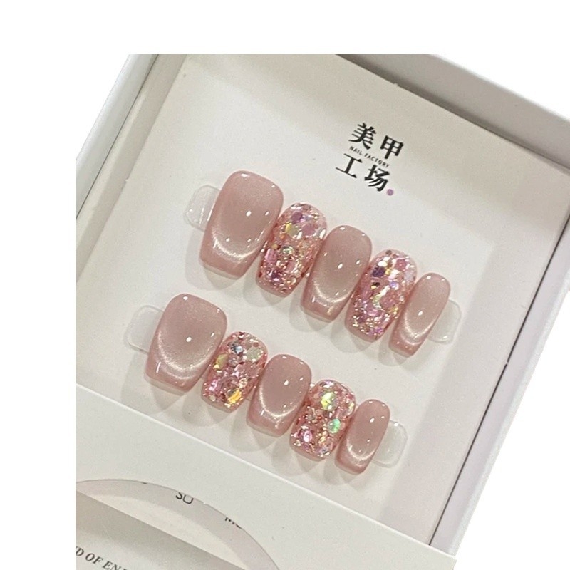 [Persikų mergina] Rudenį ir žiemą naujas grynas rankomis dėvimas šarvas, aukštos kokybės trumpas temperamentas, rudens ir žiemos katės akių manikiūras