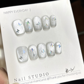 [Trezirea visului Midi] Lumină de artă pentru unghii, pură, de lux, strălucitoare, cu fluture, alb, ochi de pisică, stil nou