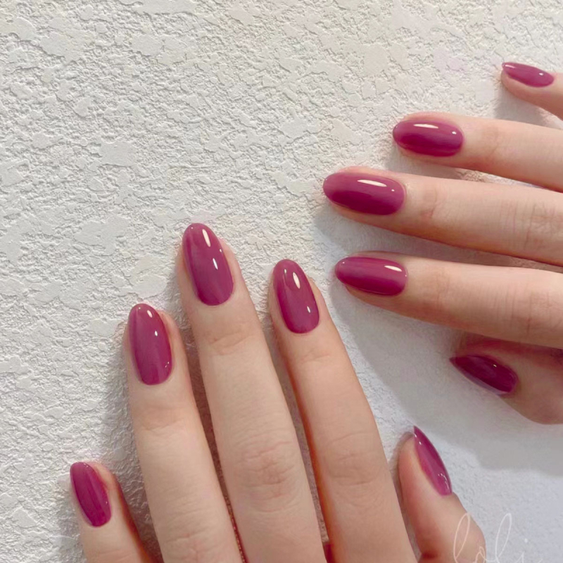 Ovalni šljiva boja jednostavni nokti za nošenje noktiju noktiju bijele nokte flaster za nokte gotov proizvod veleprodaja