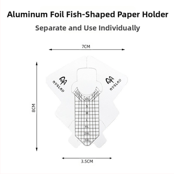 Karštos storos aliuminio folijos žuvelės formos nagų dailės popieriaus laikiklis, prancūziškas fototerapijos nagų priauginimo įrankis, 100/300 popieriaus laikiklis