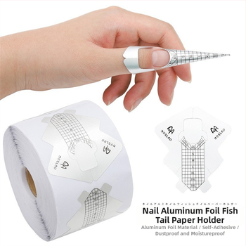 Karštos storos aliuminio folijos žuvelės formos nagų dailės popieriaus laikiklis, prancūziškas fototerapijos nagų priauginimo įrankis, 100/300 popieriaus laikiklis