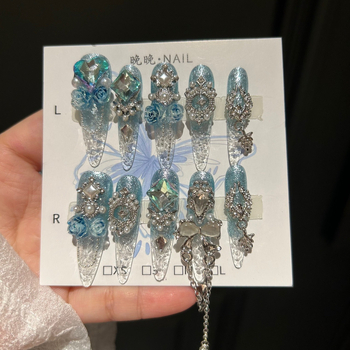 Μπλε Πάγος Θρυμματισμένος Πάγος Πάγος Καθαρή Χειροποίητη Πανοπλία Γνήσια Γυάλινη Πανοπλία Νέο Μανικιούρ Βαρέως Τύπου Βιομηχανίας Προσωπικότητα που ταιριάζει απόλυτα