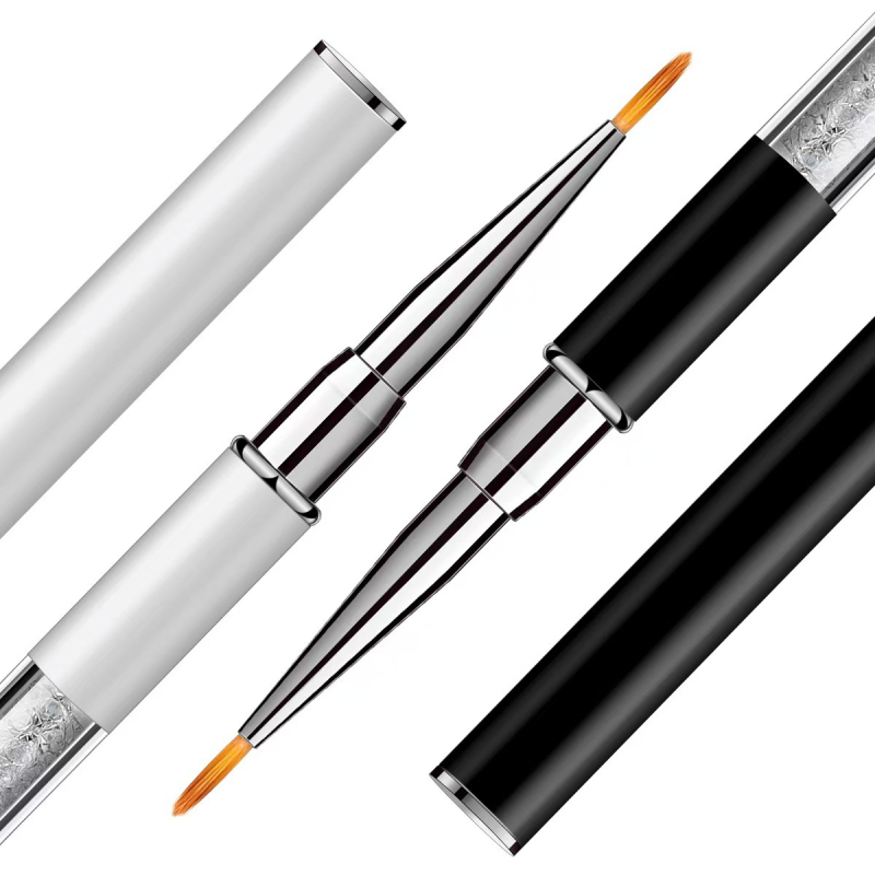 Nagų dailės universalus rašiklis su deimantiniu metaliniu strypu, nagų dailės piešinys, gėlė, traukiama linija, raižytas dažų rašiklis, daugkartinis, juodas, kabliukas