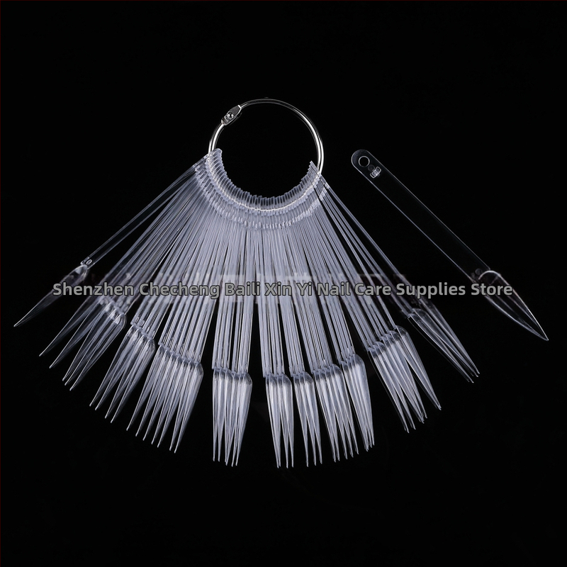 Инструменти за маникюр, ветрилообразна цветна карта, 50 броя, ветрилообразна заострена цветна карта с форма на нокти, прозрачна цветна карта, маникюр, ексклузивен през граница