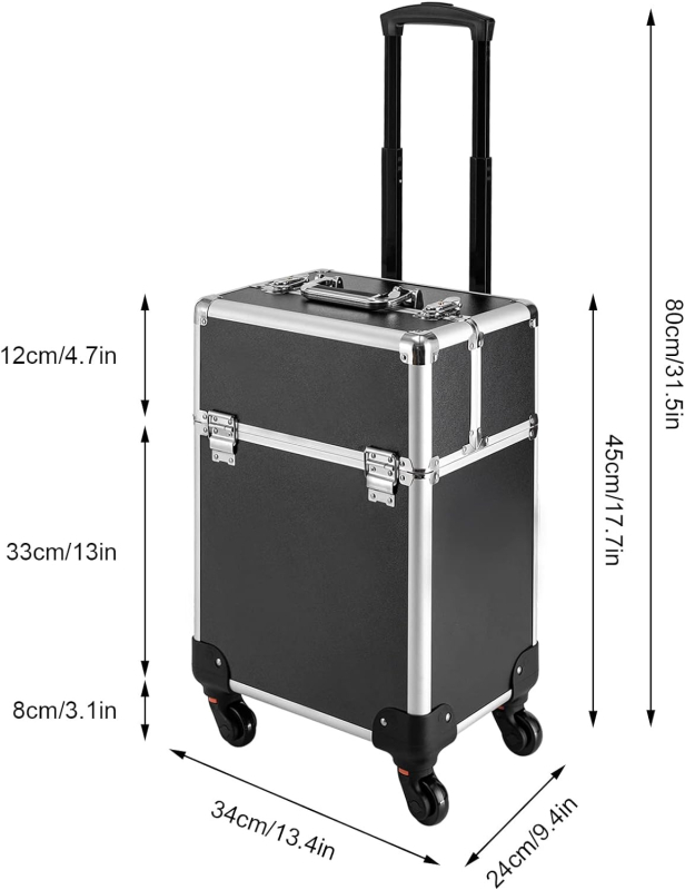 Kosmetinis makiažas Grožio nagų salonas Kirpėjo vežimėlio dėklas Plaukų stilistui Makiažas Nagų dėklas Juodas