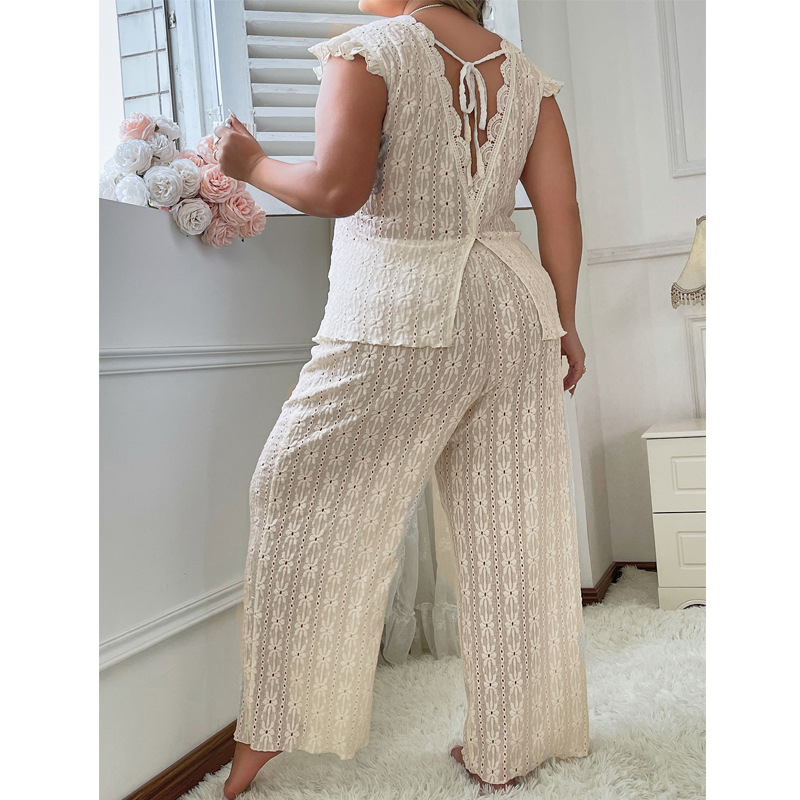 Pijamale de vară pentru femei, stil european și american, sexy, croit, de dimensiuni mari, din dantelă dulce, de înaltă calitate, pentru casă