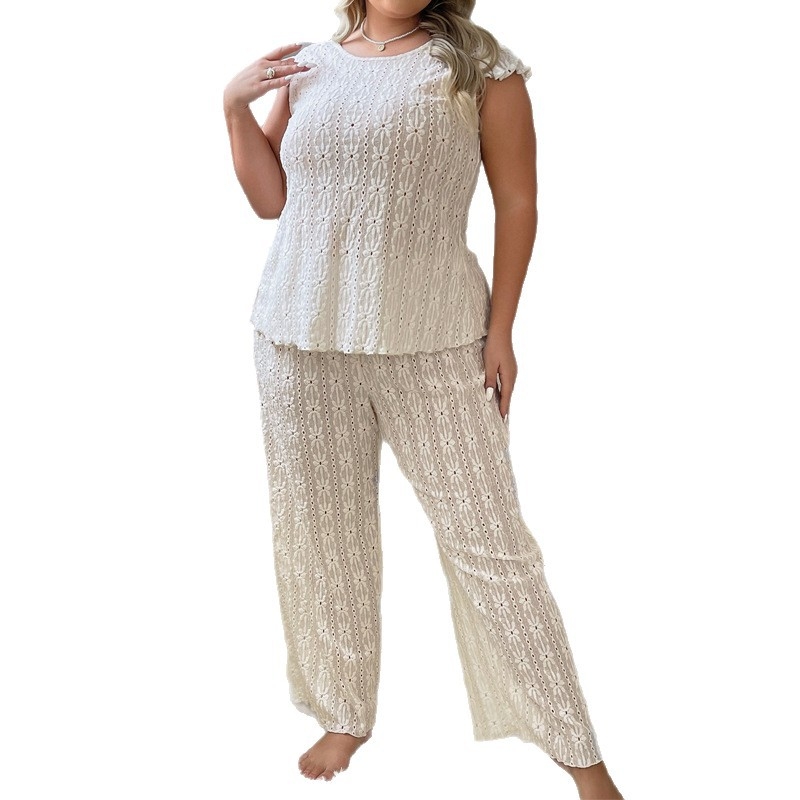 Pijamale de vară pentru femei, stil european și american, sexy, croit, de dimensiuni mari, din dantelă dulce, de înaltă calitate, pentru casă