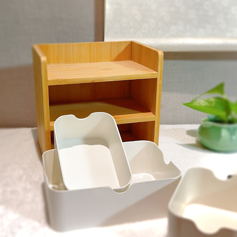 Cutie de depozitare din fibră de bambus biodegradabilă pentru uz casnic, suport de depozitare multistrat de mare capacitate pentru birou, diverse suporturi de depozitare din bambus, en-gros