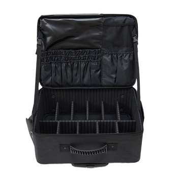 Pārrobežu mazumtirdzniecības profesionāla Oksfordas auduma kosmētikas somas ratiņi, slāņoti, lielas ietilpības tualetes piederumu uzglabāšanas auduma kaste, universāls ritenis