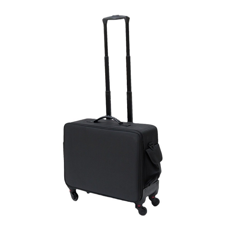 Pārrobežu mazumtirdzniecības profesionāla Oksfordas auduma kosmētikas somas ratiņi, slāņoti, lielas ietilpības tualetes piederumu uzglabāšanas auduma kaste, universāls ritenis