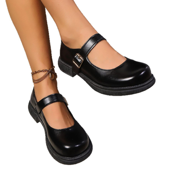 Mocasini cu cap rotund pentru comerț exterior 2025, pantofi mici din piele, culoare solidă, negru, temperament uniform, pantofi cu un singur strat, tendință temperament nou