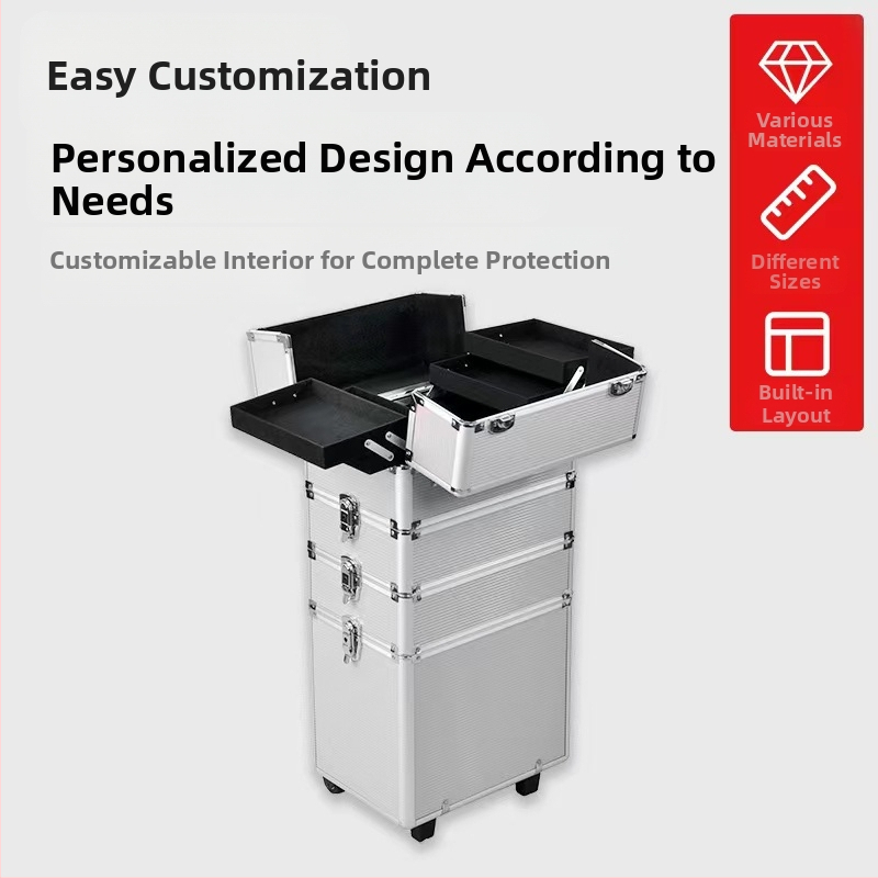 Голям капацитет за татуировки за нокти, бродерия, козметичен калъф за грим, специална кутия за съхранение на багаж, кутия за инструменти, преносима количка