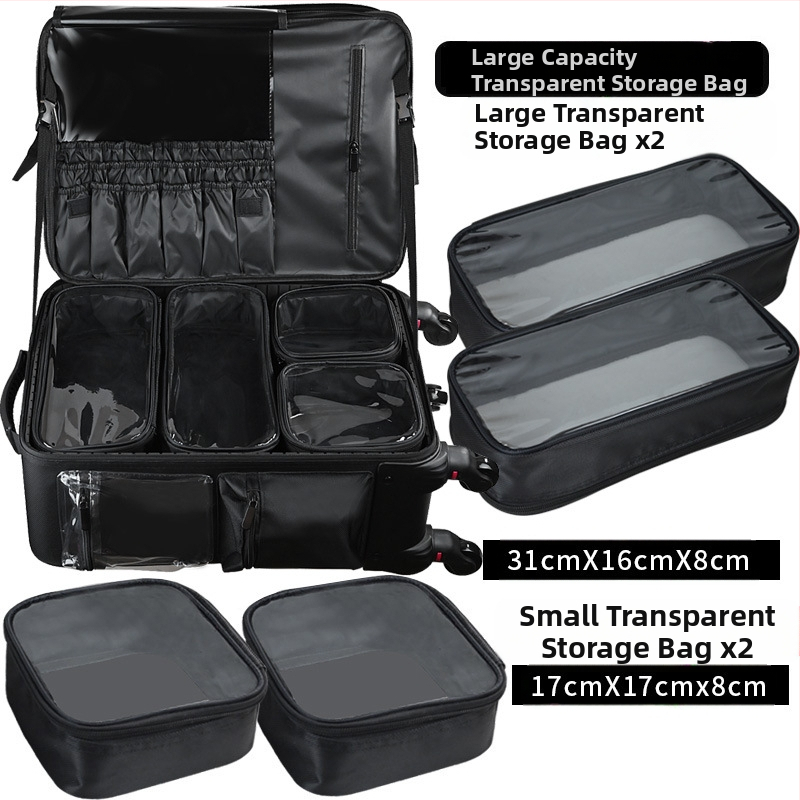 Професионален калъф за грим с голям капацитет, куфар за количка и кутия за съхранение на гримьор, многофункционална кутия за инструменти за татуировки и маникюр