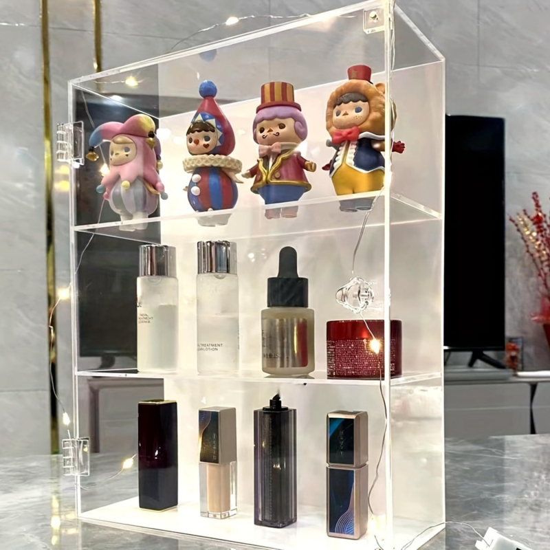 Vitrină acrilică lucrată manual pentru păpuși, ornamente cosmetice, cutie orb, suport de afișare, cutie de depozitare rezistentă la praf Lego multistrat