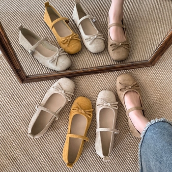Pantofi retro francezi Mary Jane din piele pentru femei, stil nou, primăvara 2025, cu cataramă și curea, cu vârful pătrat, plate