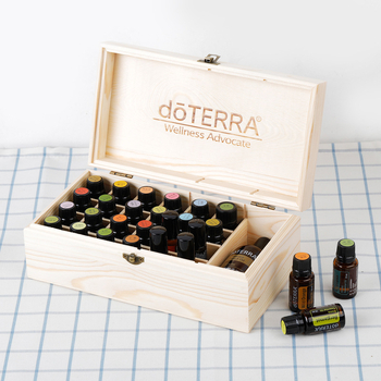 Dōterra Dotteri ēterisko eļļu koka kastīte uzglabāšanai 32 režģu ēterisko eļļu displeja kastīte uzglabāšanai Ēterisko eļļu koka kastīte iepakojumam