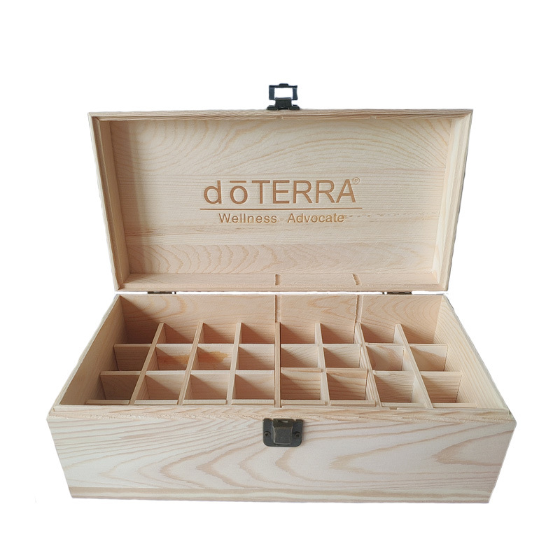 „Dōterra Dotteri“ eterinių aliejų medinė dėžutė, 32 grotelių eterinių aliejų laikymo dėžutė, eterinių aliejų medinė pakuotė
