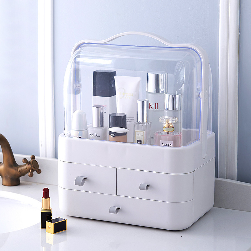 Cutie de depozitare pentru cosmetice Internet Celebrity, sertar extra mare, tip portabil, transparent, pentru birou, finisaj, pentru îngrijirea pielii, raft de depozitare rezistent la praf